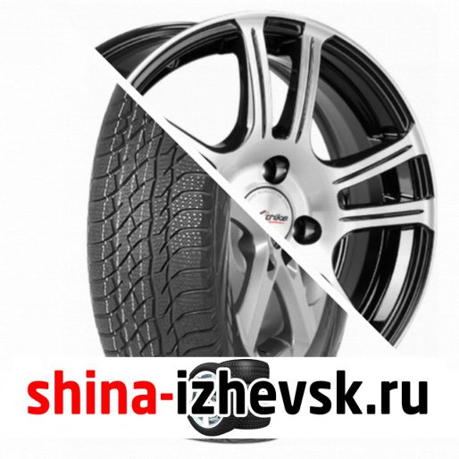 Колесо в сборе Viatti Bosco зима (V-526) 205/70 R15 T 96 + X-trike X105 6xR15 4×98 ET35 DIA58.5 Черный глянцевый с полированной лицевой поверхностью в Ижевске